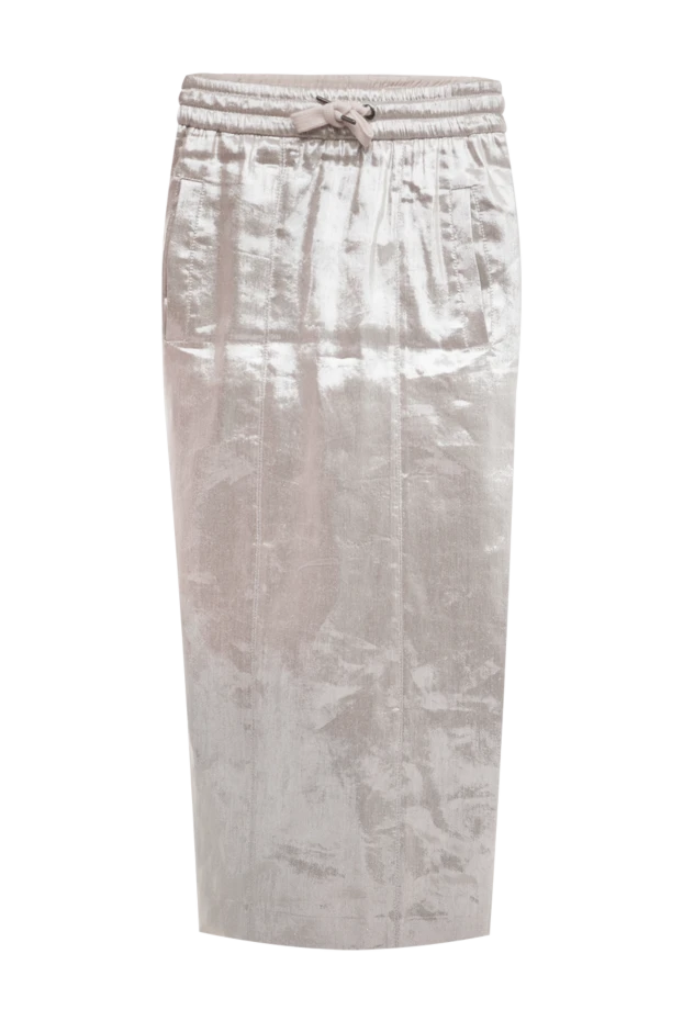 Юбка миди с эффектом металлик из смесового льна - фото 1