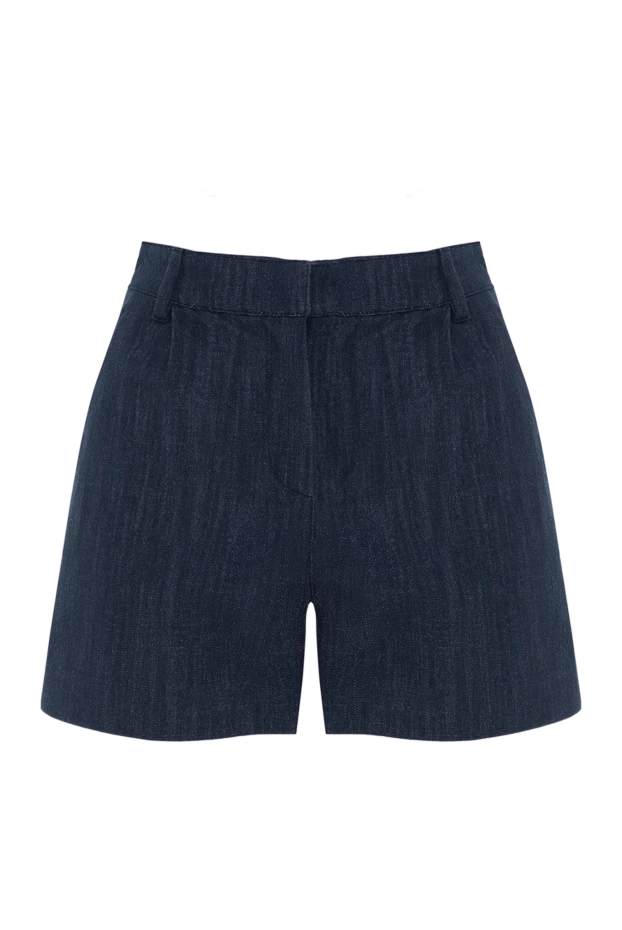 Бүктемелері бар көк джинсы шорт - фото 1