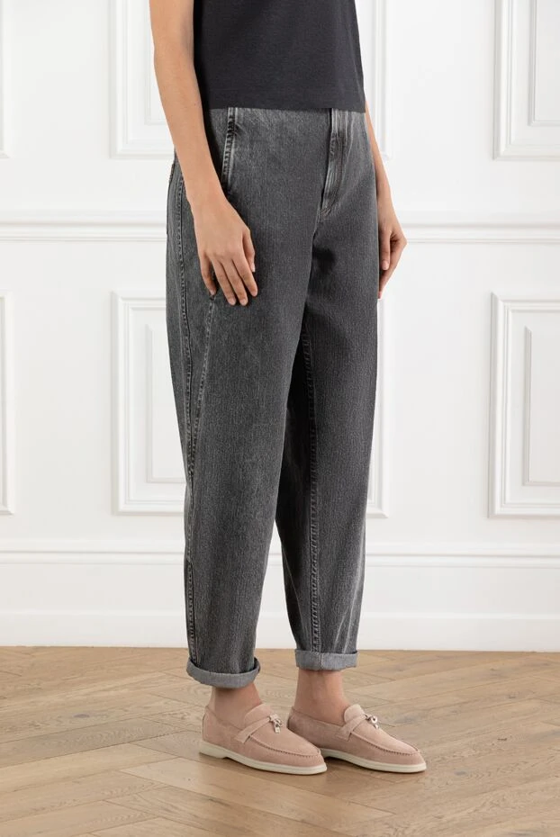 Brunello Cucinelli gray cotton banana jeans for women 188312 - photo 3