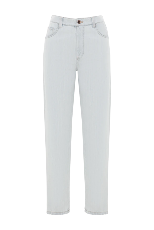 Light Blue Women's Cotton Jeans With Monile Chain - photo 1