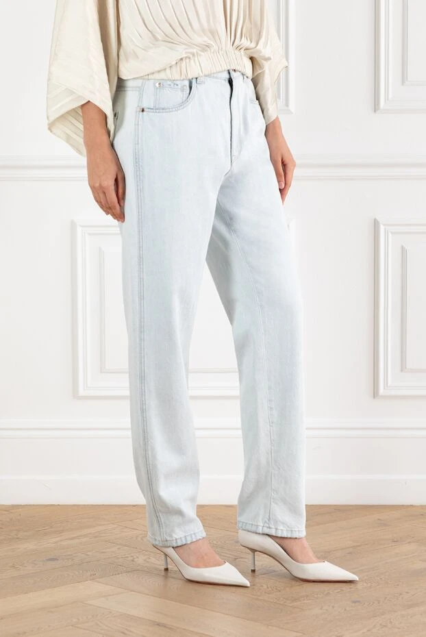 Brunello Cucinelli light blue women's cotton jeans with monile chain 188316 - photo 3