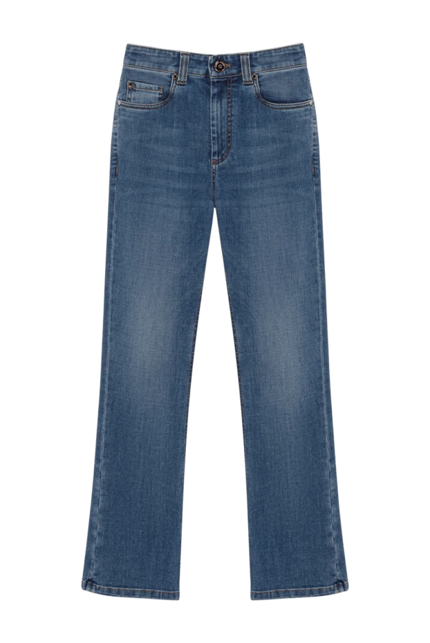 Синие джинсы из хлопка с эффектом потертости - фото 1