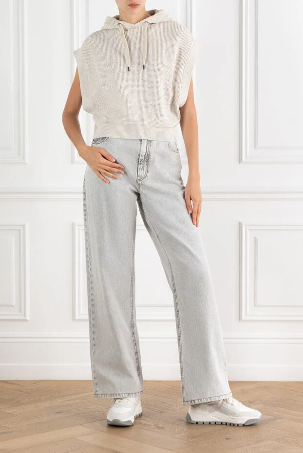 Brunello Cucinelli light gray stone-washed jeans for women 188322 - photo 2
