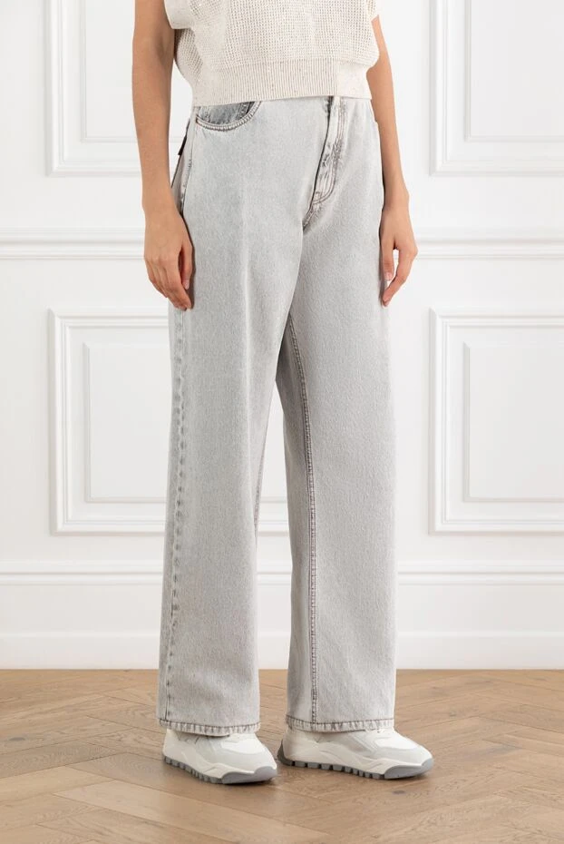 Brunello Cucinelli light gray stone-washed jeans for women 188322 - photo 3