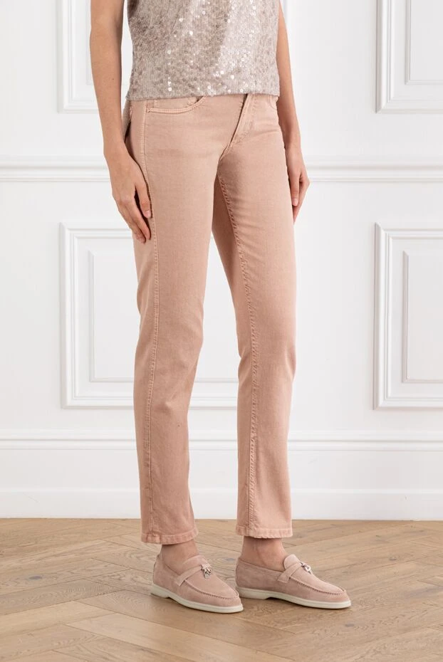 Brunello Cucinelli pink cotton jeans with logo for women 188323 - photo 3