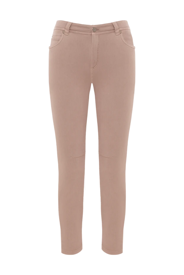 Әйелдерге арналған логотипі бар бежевый мақта джинсы - фото 1