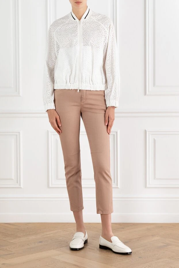 Brunello Cucinelli beige cotton jeans with logo for women 188324 - photo 2