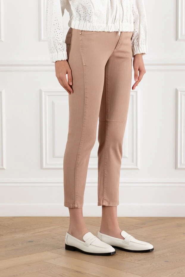 Brunello Cucinelli beige cotton jeans with logo for women 188324 - photo 3