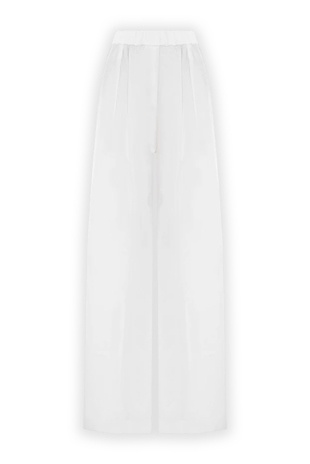 Белые хлопковые брюки женские с защипами - фото 1