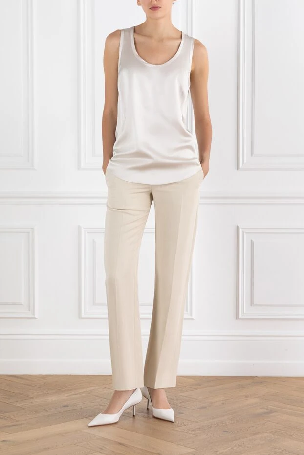 Brunello Cucinelli beige women's trousers with monil chain 188329 - photo 2