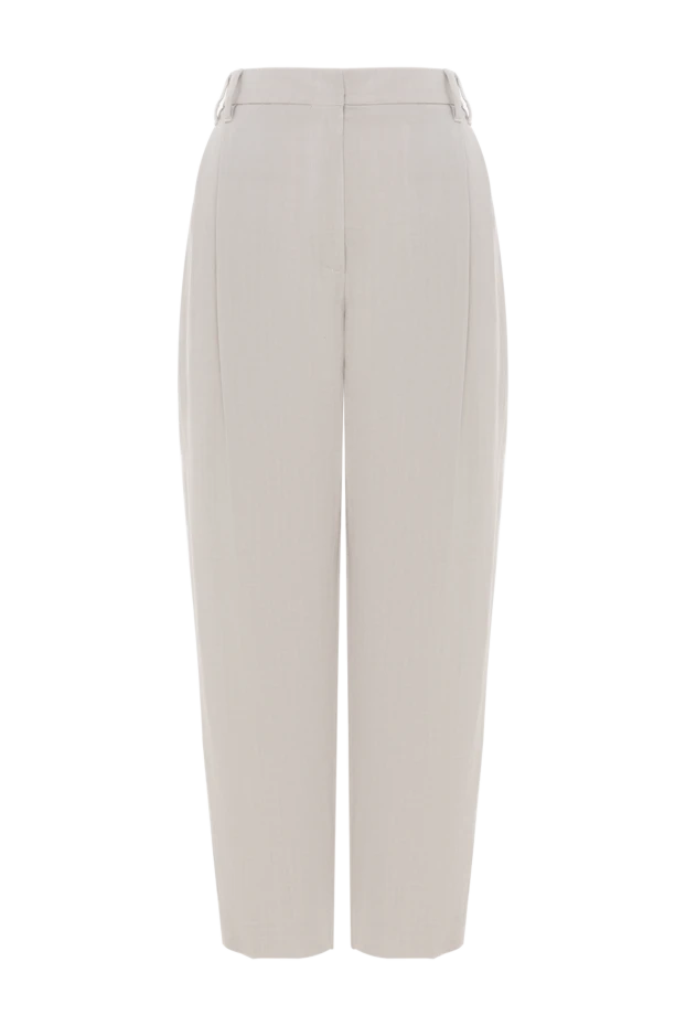 Свободные брюки из вискозно-льняного твила с цепочкой Мониль - фото 1