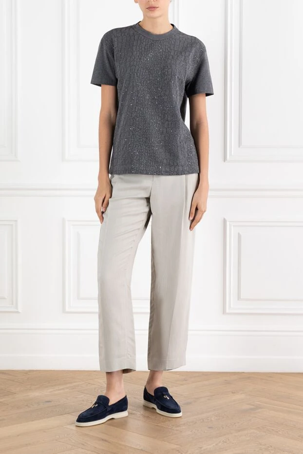 Brunello Cucinelli loose trousers in viscose-linen twill with monil chain 188330 - photo 2