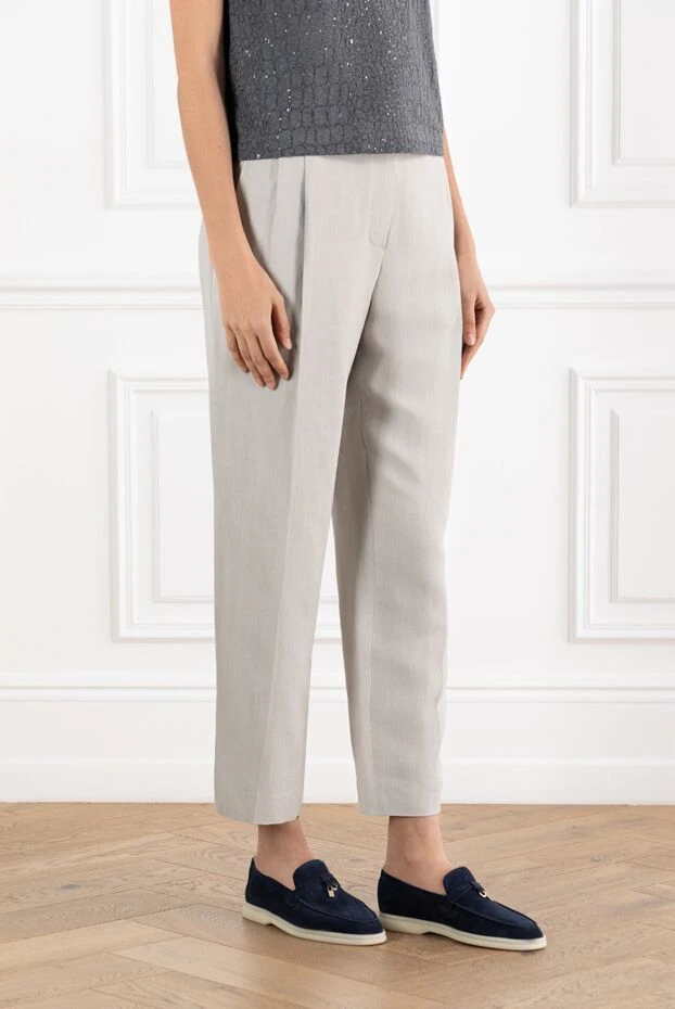 Brunello Cucinelli loose trousers in viscose-linen twill with monil chain 188330 - photo 3