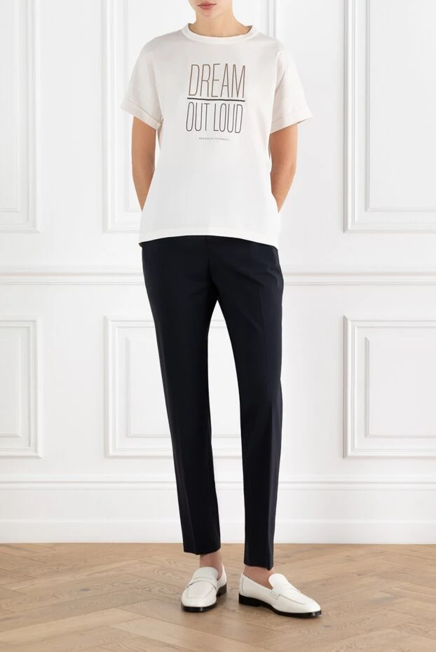 Brunello Cucinelli синие узкие брюки с цепочкой мониль женские 188332 - фото 2