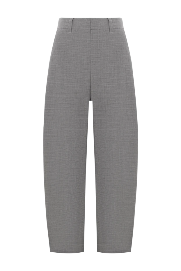 Wide Gray Wool Trousers for Women - photo 1