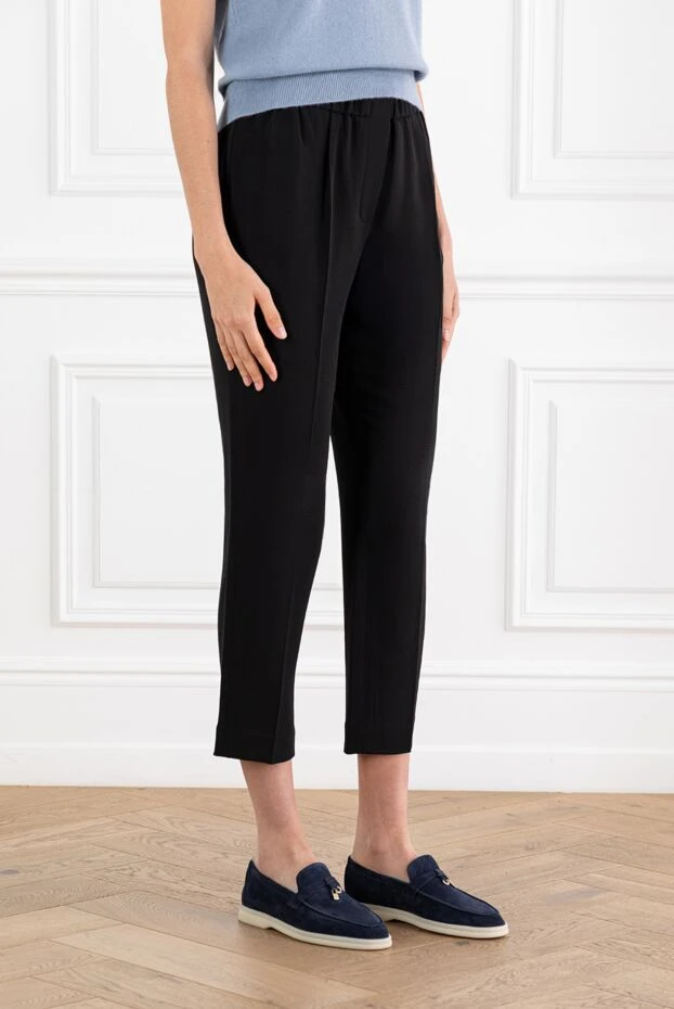 Brunello Cucinelli black women's trousers with elastic waistband 188337 - photo 3