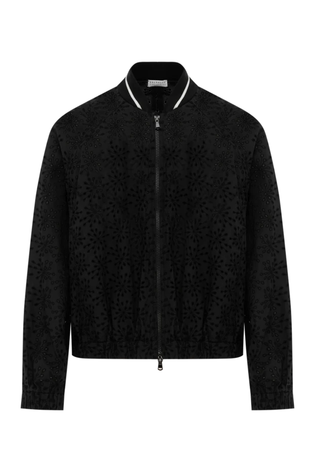 Черный хлопковый бомбер Broderie Anglaise женский - фото 1