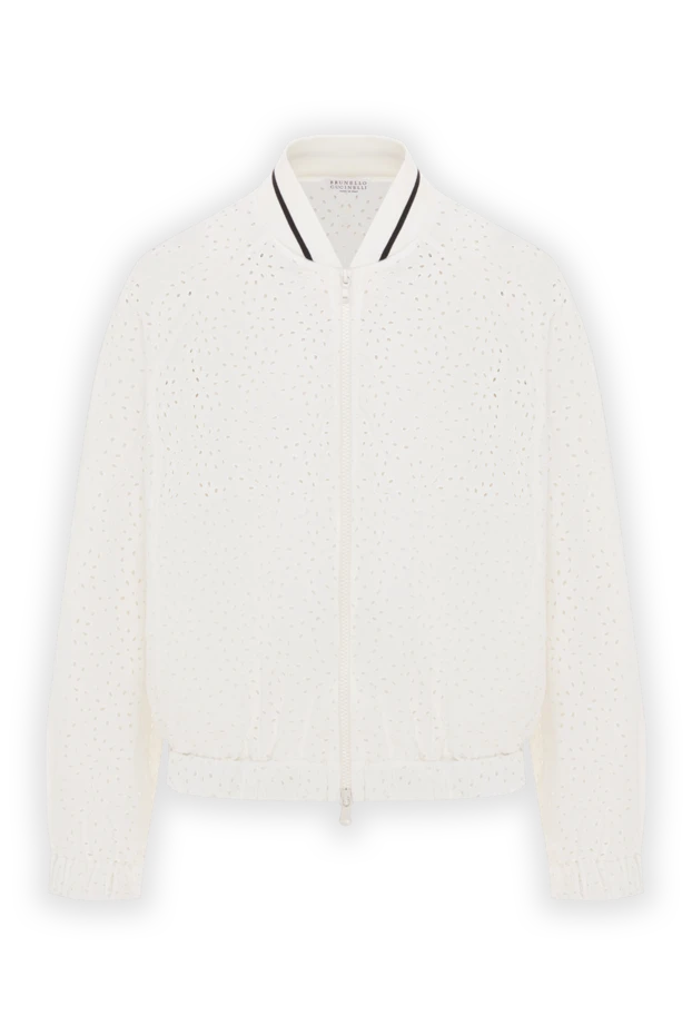 Broderie Anglaise әйелдер ақ мақта-бомбер курткасы - фото 1