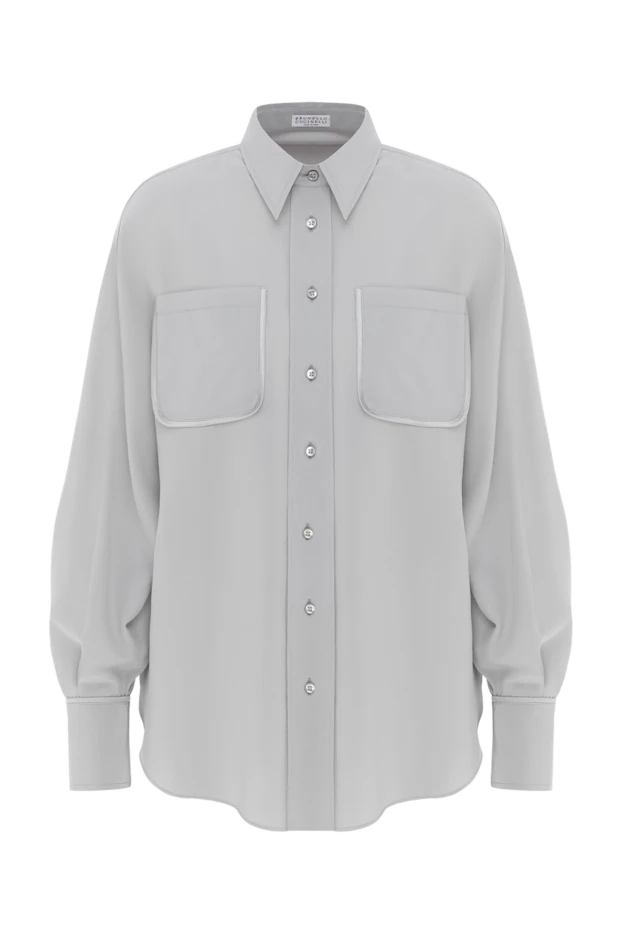 Рубашка из шелкового крепдешина с цепочкой Мониль серая - фото 1