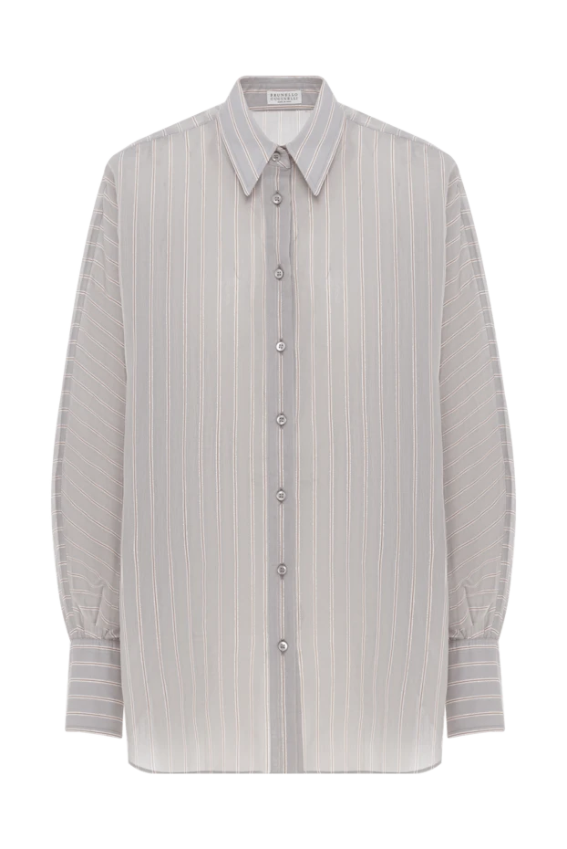 Рубашка в полоску из шелка и хлопка женская - фото 1