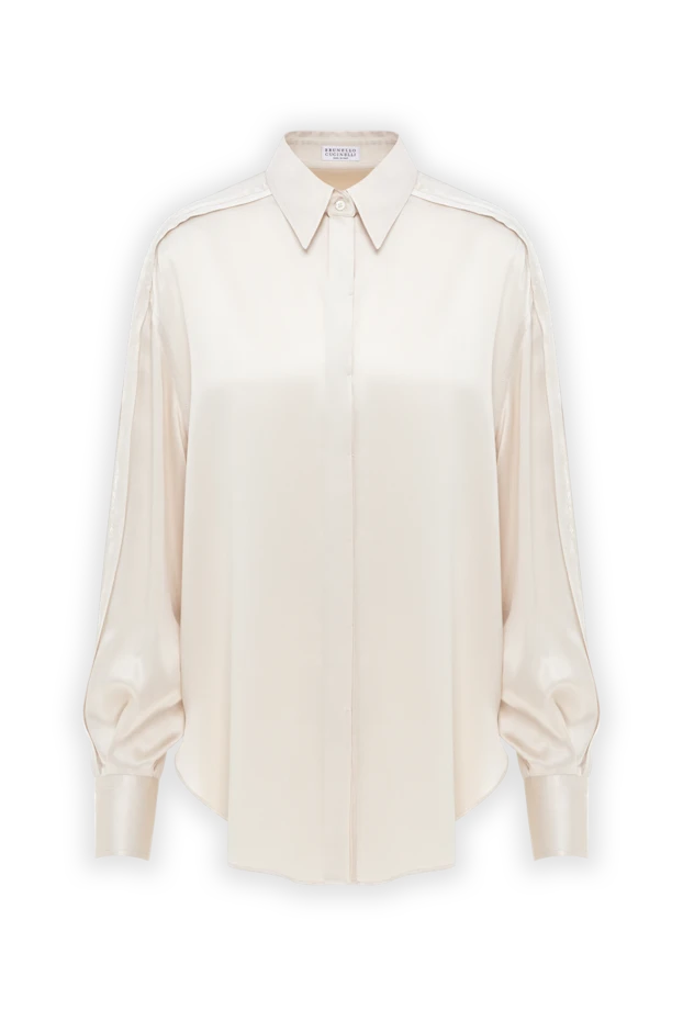 Шелковая блуза бежевая с цепочкой Мониль - фото 1