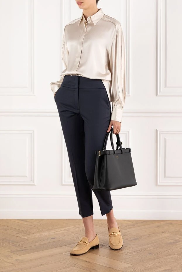 Brunello Cucinelli silk blouse beige with monili chain 188349 - photo 2