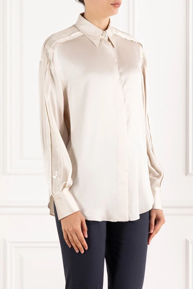Brunello Cucinelli silk blouse beige with monili chain 188349 - photo 3