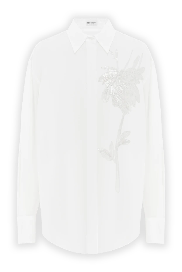 White translucent blouse with cotton embroidery - photo 1