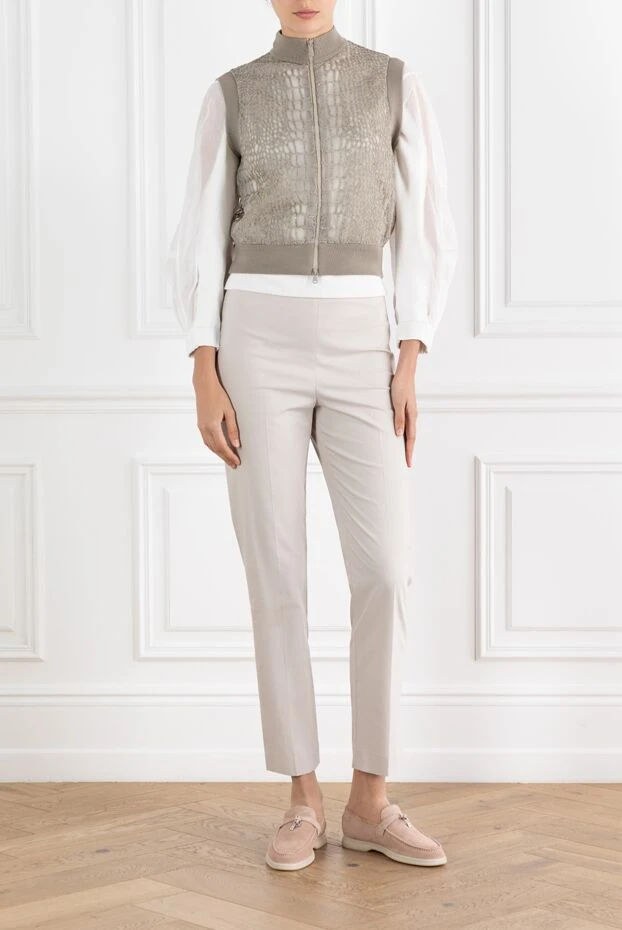 Жилет-бомбер из шелка с вышивкой Paillette под крокодила - фото 2