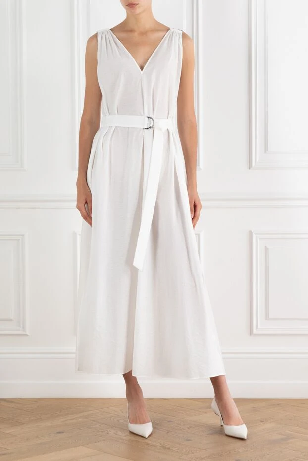 Brunello Cucinelli white v-neck dress with belt 188356 - photo 2