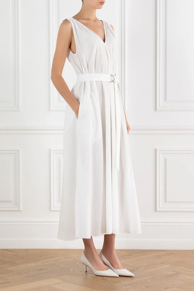 Brunello Cucinelli white v-neck dress with belt 188356 - photo 3