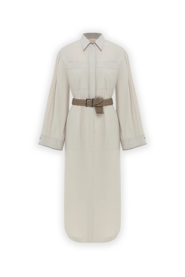 Платье-рубашка из хлопка в стиле сафари серое - фото 1