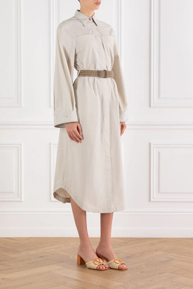 Brunello Cucinelli cotton safari shirt dress gray 188357 - photo 3