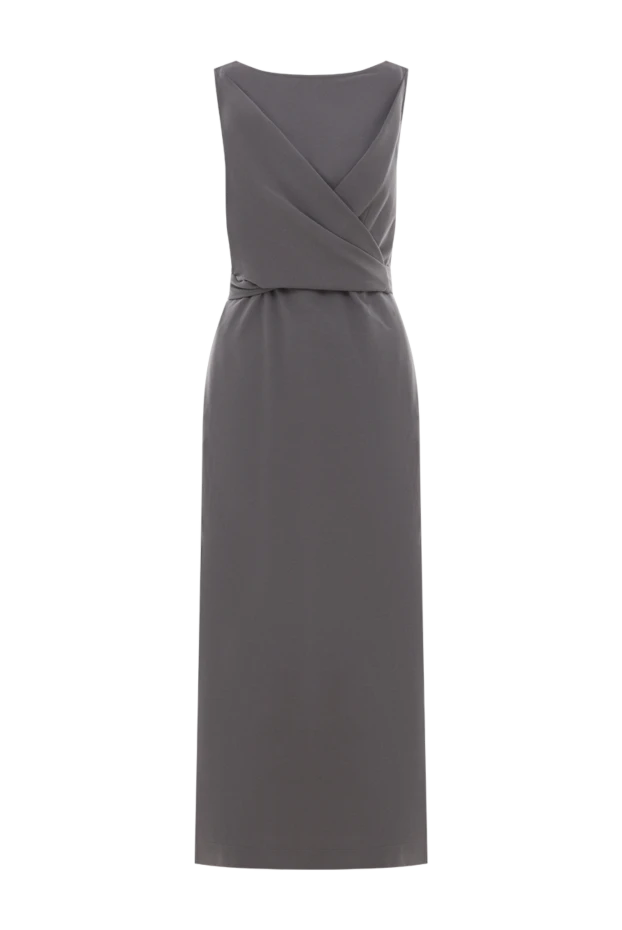 Brunello Cucinelli платье без рукавов с запахом на груди из смесевого хлопка серое
188358 - фото 1