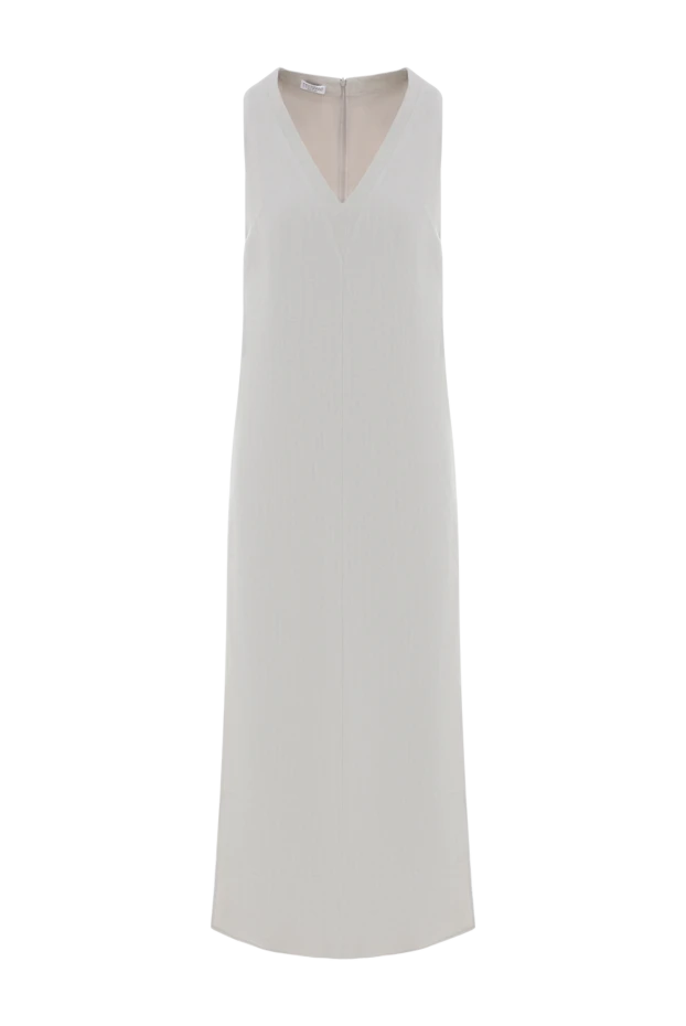 Вискоза мен зығыр бежевыйдан жасалған саңылаулары бар макси жеңсіз көйлек - фото 1