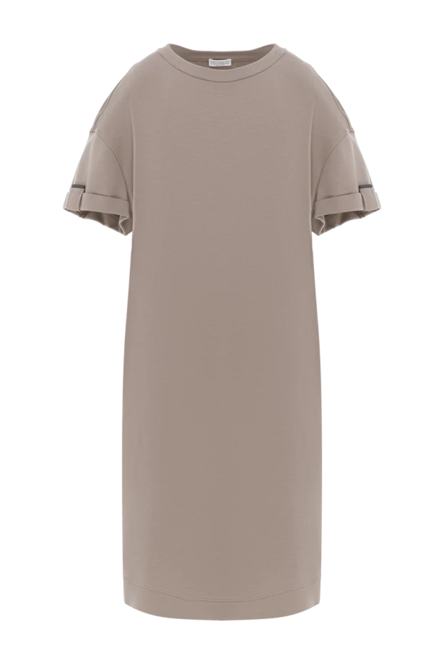 Трикотажы бар қоңыр түсті футболка көйлек - фото 1