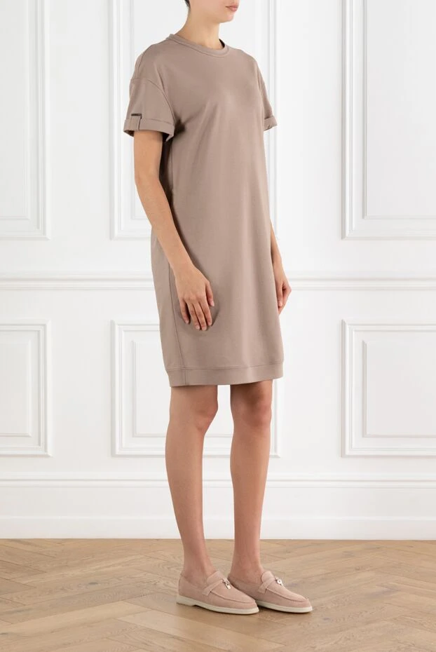 Brunello Cucinelli knitted t-shirt dress brown with trim 188369 - photo 3