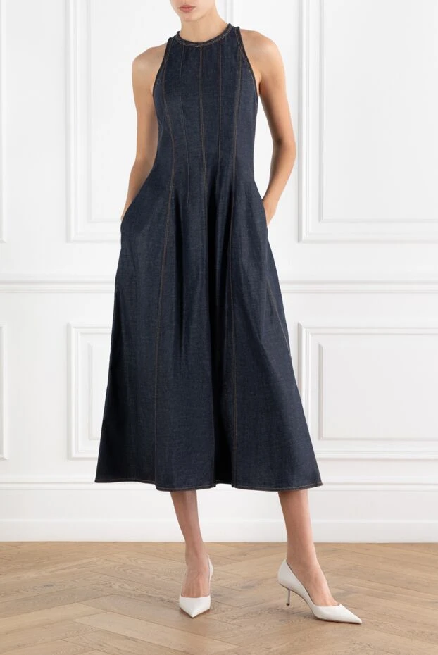 Brunello Cucinelli denim maxi dress sleeveless blue 188371 - photo 2