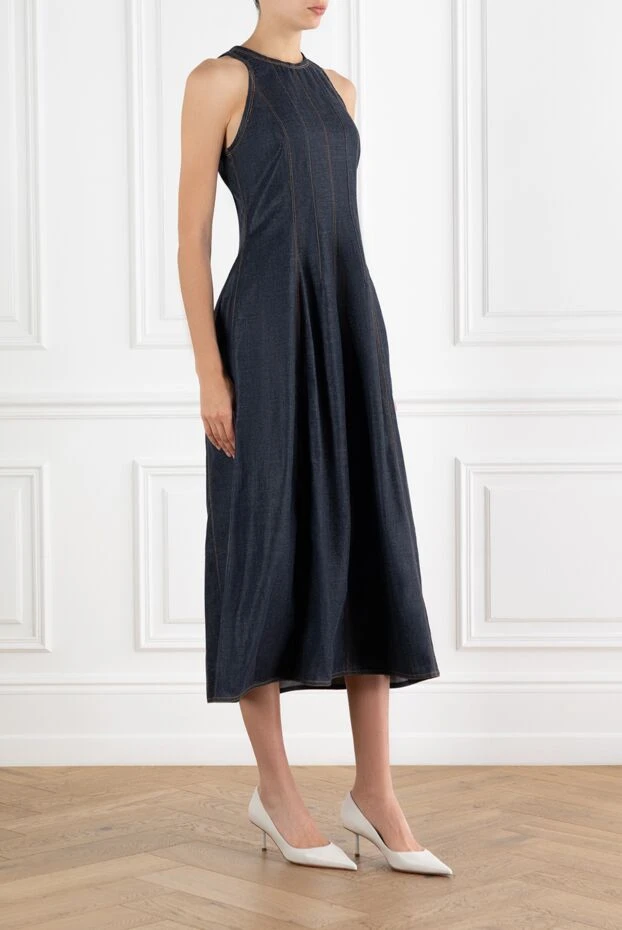 Brunello Cucinelli denim maxi dress sleeveless blue 188371 - photo 3