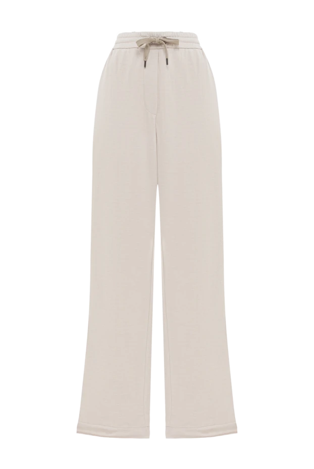Женские брюки Travelwear из бежевого интерлока на основе хлопка и шелка - фото 1