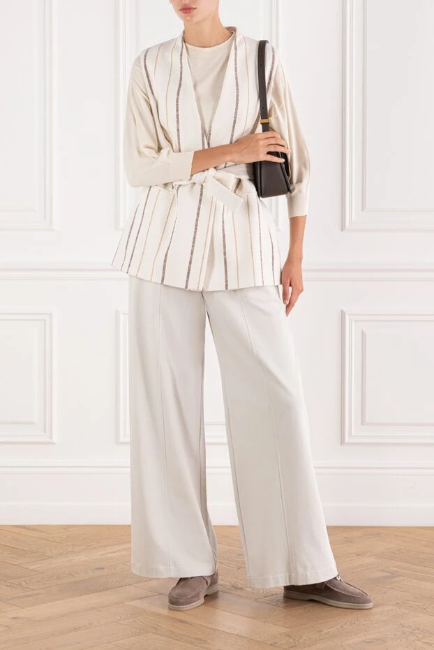 Brunello Cucinelli women's loose-fitting trousers with elastic waistband and wide legs 188374 - photo 2