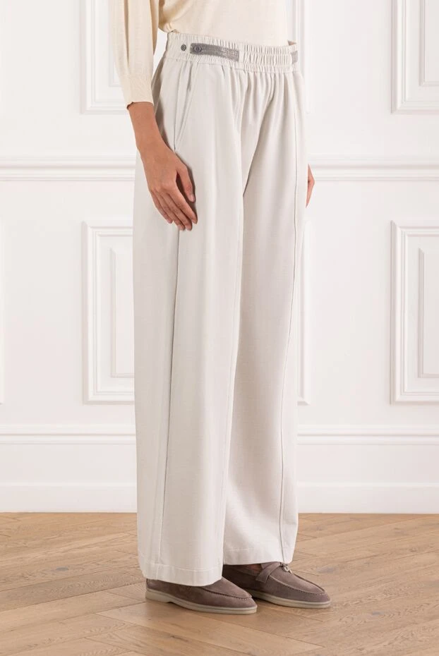 Brunello Cucinelli women's loose-fitting trousers with elastic waistband and wide legs 188374 - photo 3