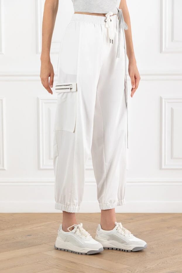Brunello Cucinelli white cotton trousers with drawstring and pockets on the legs 188376 - photo 3