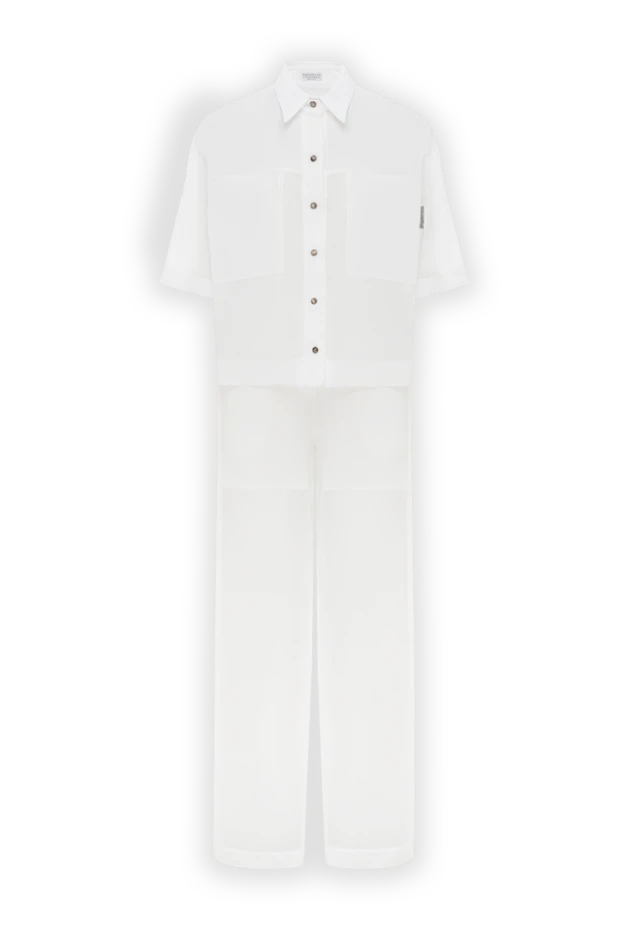 Белый костюм с брюками из органзы с цепочкой Мониль - фото 1