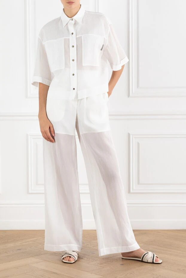 Brunello Cucinelli white organza trousers suit with monil chain 188379 - photo 2