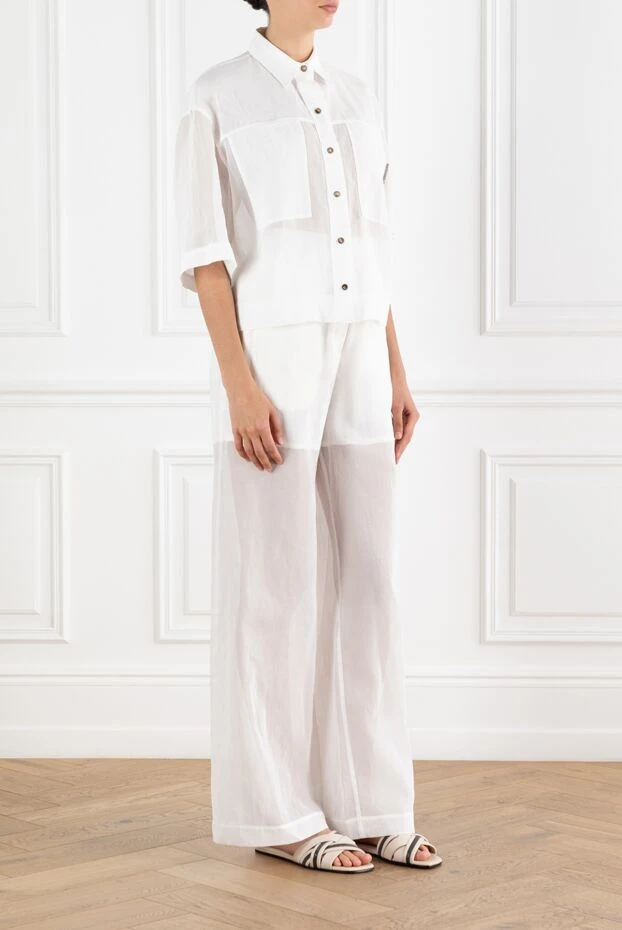 Brunello Cucinelli white organza trousers suit with monil chain 188379 - photo 3