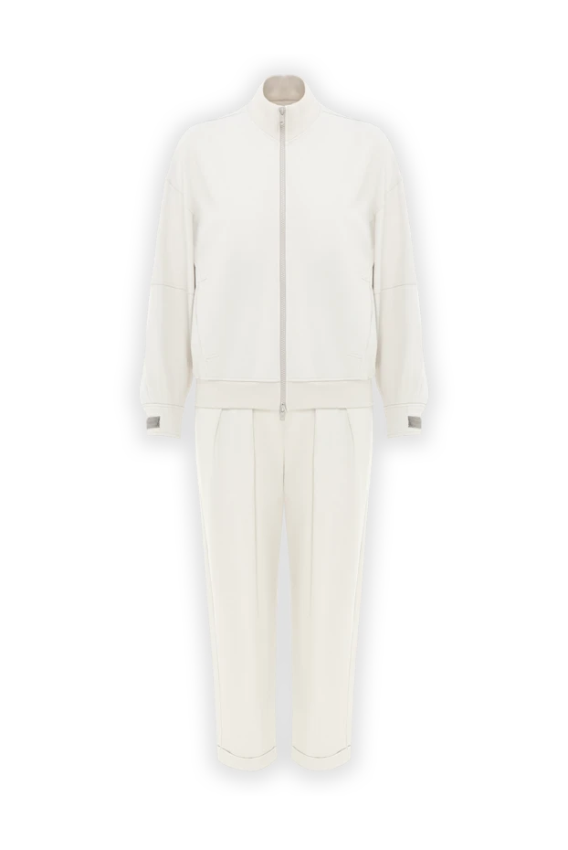 White women's walking suit made of lightweight elastic cotton fleece with a zipper - photo 1