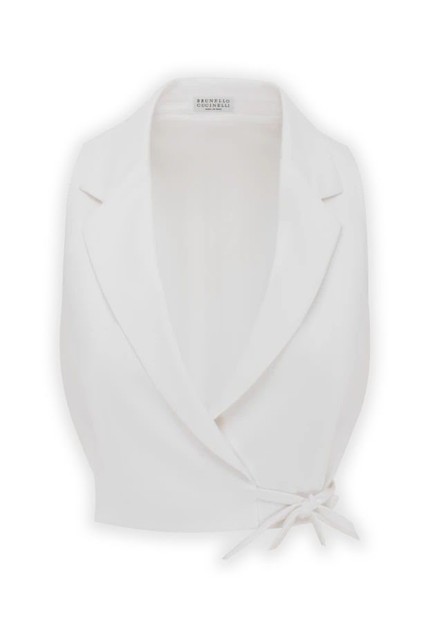 White cropped top made of cotton jersey fabric - photo 1