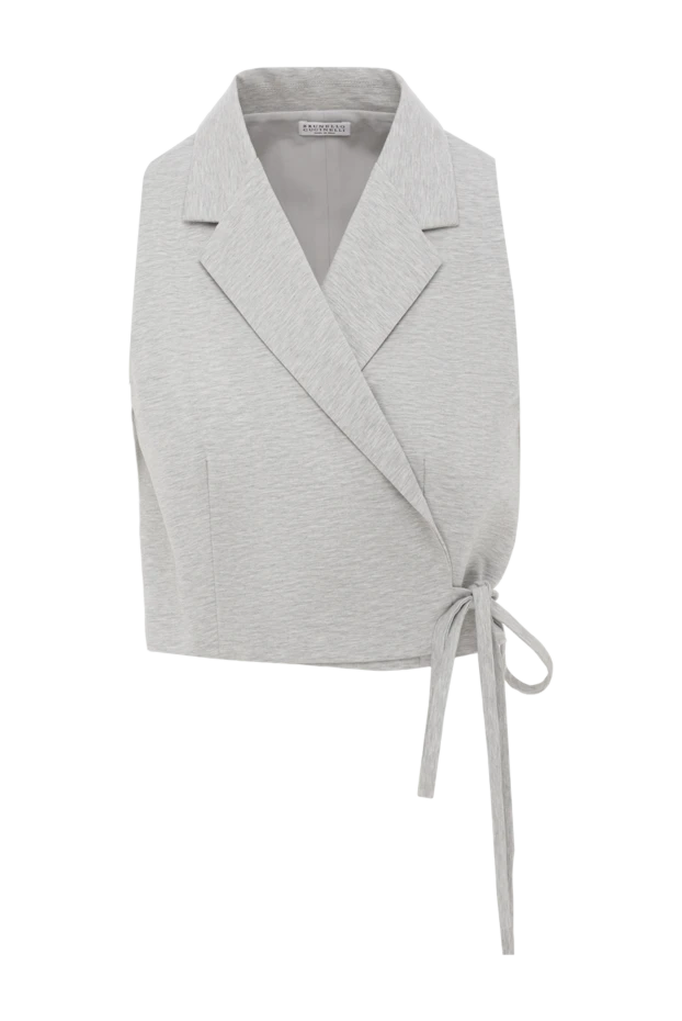 Женский топ серого цвета на завязке меланжевый - фото 1