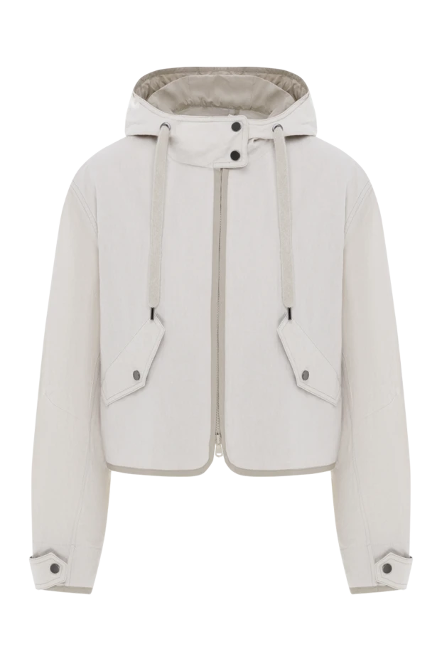 Короткая женская куртка из хлопковой смеси с капюшоном - фото 1